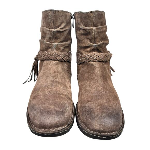 Born Women’s Ouvea Brown Distressed Suede Side Zip Ankle Boot Size US 7 - Picture 7 of 10